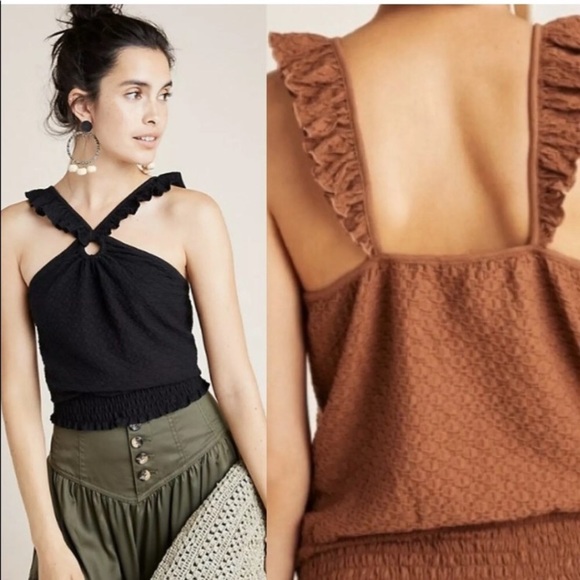 NWOT Anthropologie Marisol Ruffle Halter Top - Picture 2 of 5